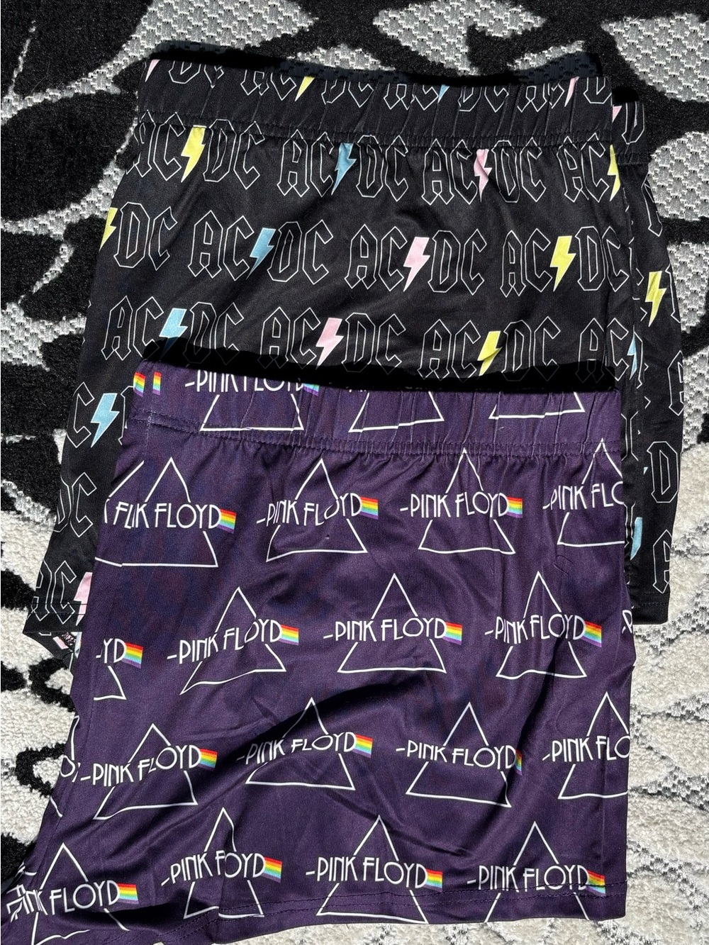 AC/DC & Pink Floyd Women's Plus size 2XL Purple & Black Graphic Pajama Shorts